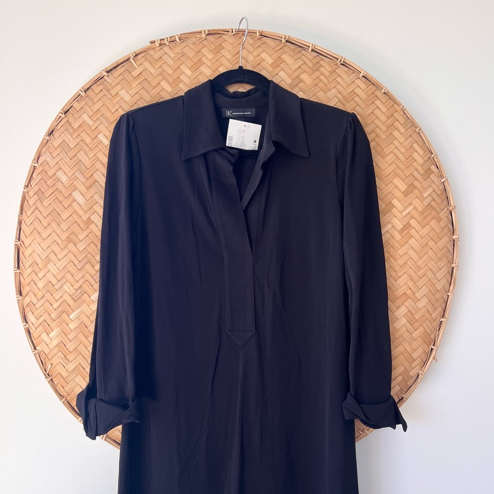 INC INTERNATIONAL CONCEPTS RAYON BLACK V-NECK SHIRT‎ DRESS CAREER CORP-CORE NWT